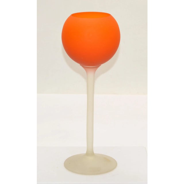1960s Moretti for Rosenthal Netter Satin Red & Frosted Glass Vase Wine Glass Sculpture For Sale - Image 13 of 13