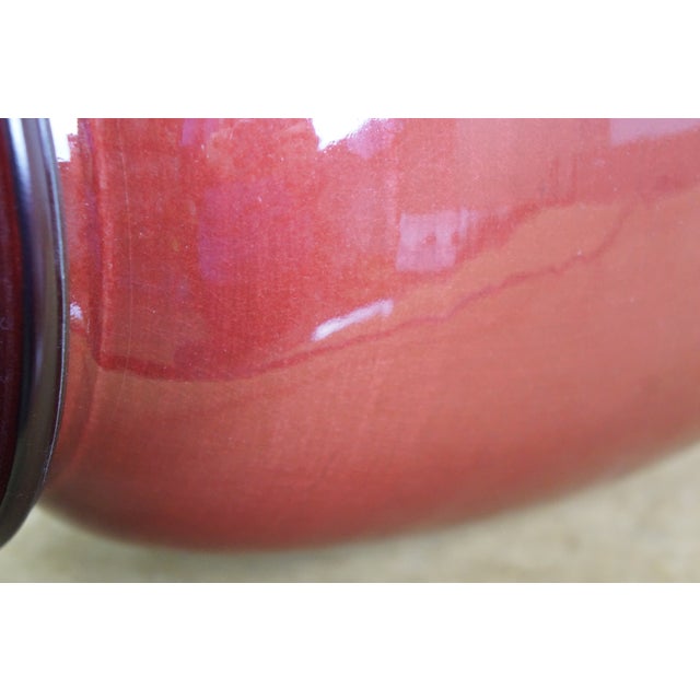 Late 20th Century Chinese Chinoiserie Oxblood Red Porcelain Mantel Vase Urn Table Lamp 34" For Sale - Image 12 of 17