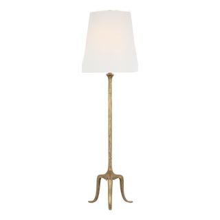 AERIN by Visual Comfort Signature Mathilde 59" Floor Lamp in Hand-Rubbed Antique Brass with Linen Shade For Sale