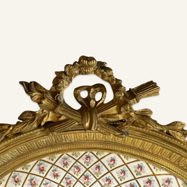 Mid 19th Century Pair of Mid 19th Century Louis XVI Style Bronze Doré Picture Frames With Hand Painted Enameling For Sale - Image 5 of 9