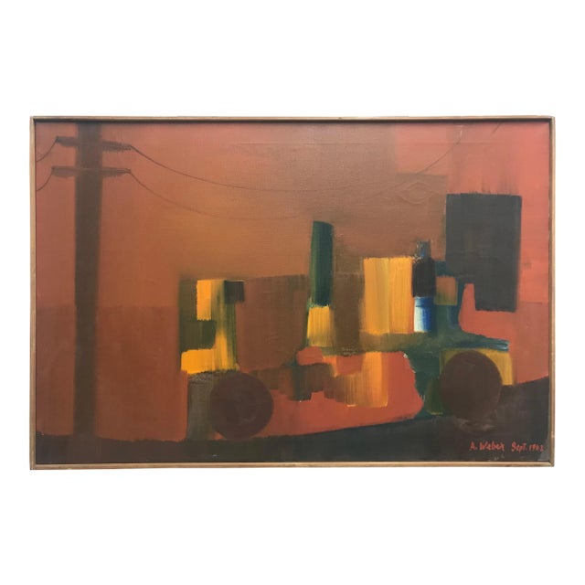 1960s Mid Century Cityscape Oil Painting by Arnold Weber For Sale