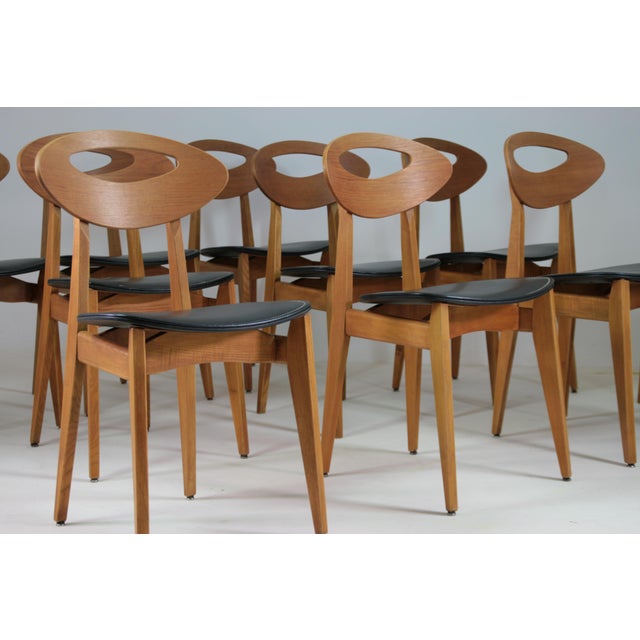 Ten Dining Room Chairs by Roger Landault for Maison Sentou, 1950, Set of 10 For Sale - Image 10 of 16