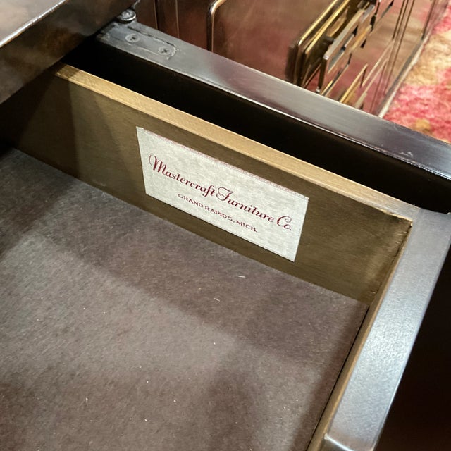 1970s Mastercraft 4pc Credenza in Burled Amboyna and Brass For Sale - Image 12 of 12