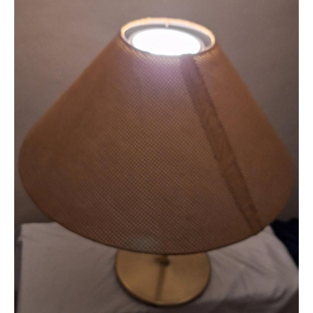 Vintage Brass Table Lamp with Handmade Faux Leather Swivel Shade, 1970s For Sale - Image 15 of 16