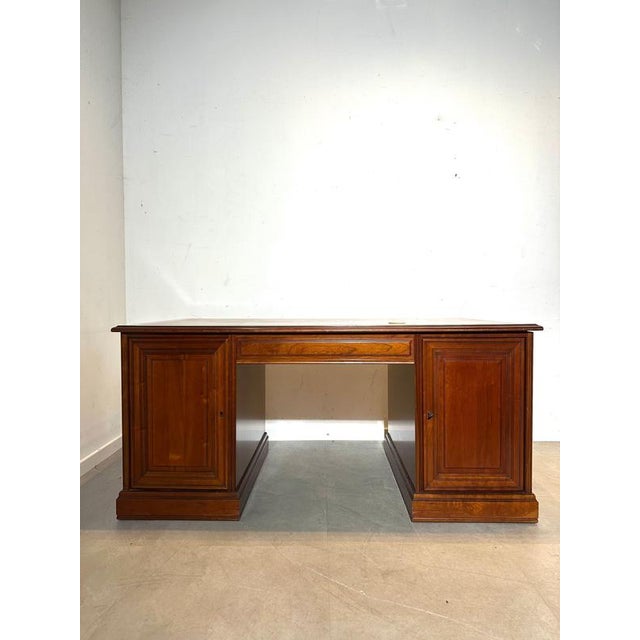 Executive Desk with Leather Inlay Top For Sale - Image 5 of 8