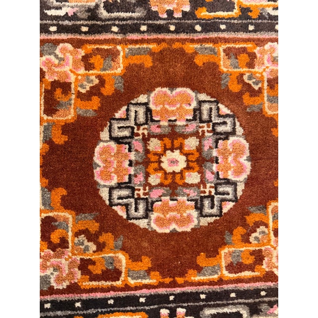 Antique Chinese Square Rug With Floral Medallion 2' X 2'2" For Sale - Image 9 of 16