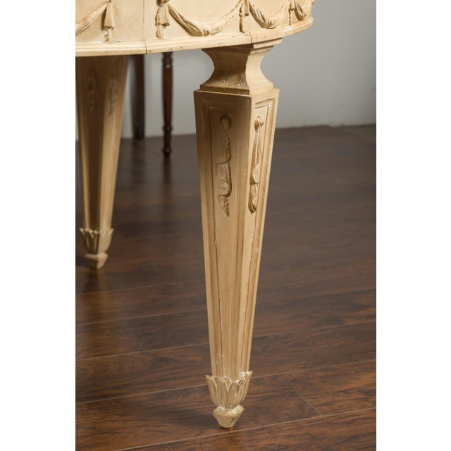 Mid 20th Century Italian Vintage Neoclassical Style Pine Dining Table with Marble Top and Swags For Sale - Image 10 of 12