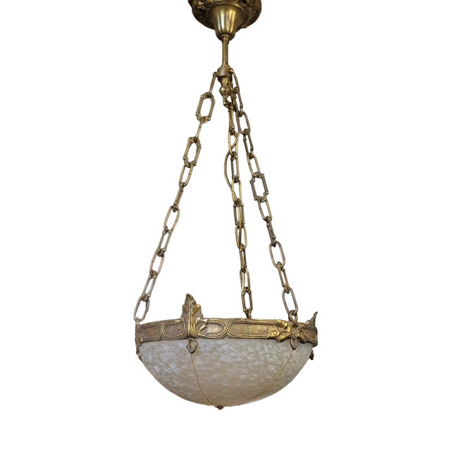 Art Deco Bronze Pendant Light, 1970s For Sale