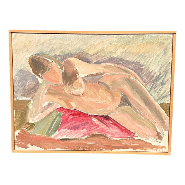 Arne Cassel, Lying Nude, 1960s, Oil on Canvas, Framed For Sale