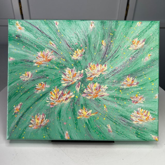 2020s Flowering 9 Stretched Canvas Original Acrylic 8" X 10" Painting Floral Wall Art For Sale - Image 5 of 7
