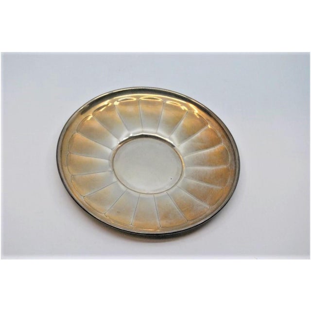 Metal Silver Cup and Saucer with Engraving, Set of 2 For Sale - Image 7 of 8