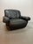 Large Italian Space Age Postmodern Black Leather Lounge Chair with Brass Buttons and Cord Lacing from Busnelli, 1970s For Sale - Image 4 of 14