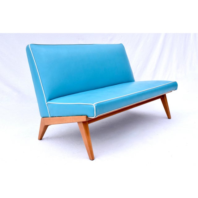 Mid-Century Modern Early Jens Risom Knoll Associates Armless Settee For Sale - Image 3 of 12