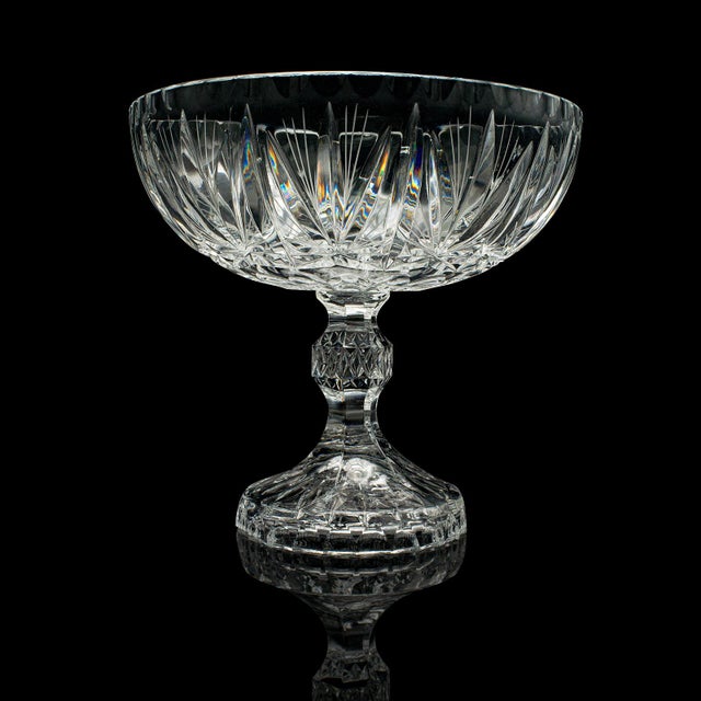 Transparent 1950's Vintage Crystal Footed Grape Bowl For Sale - Image 8 of 11