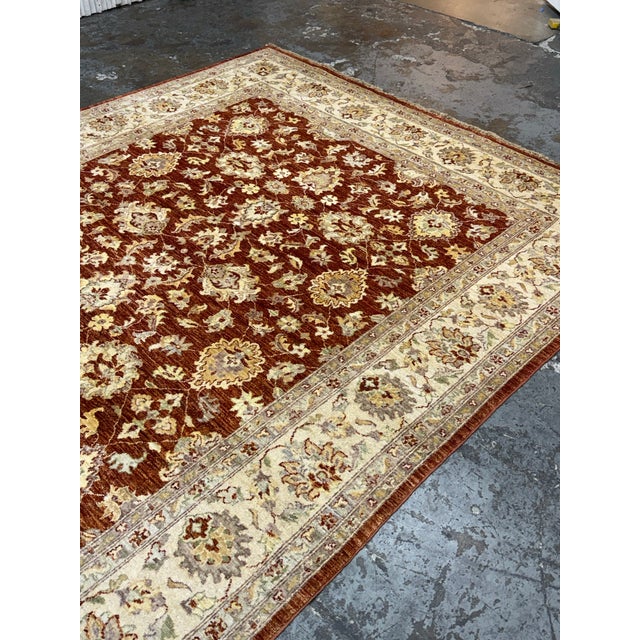 7ft 11in × 9ft 11 in Pak-Veg Hand-Knotted Floral Wool Area Rug For Sale - Image 12 of 12