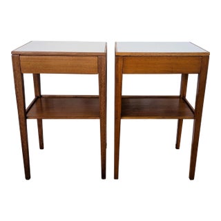 Pair of 1960's Teak Two-Tiered Nightstands by Remploy Furniture For Sale