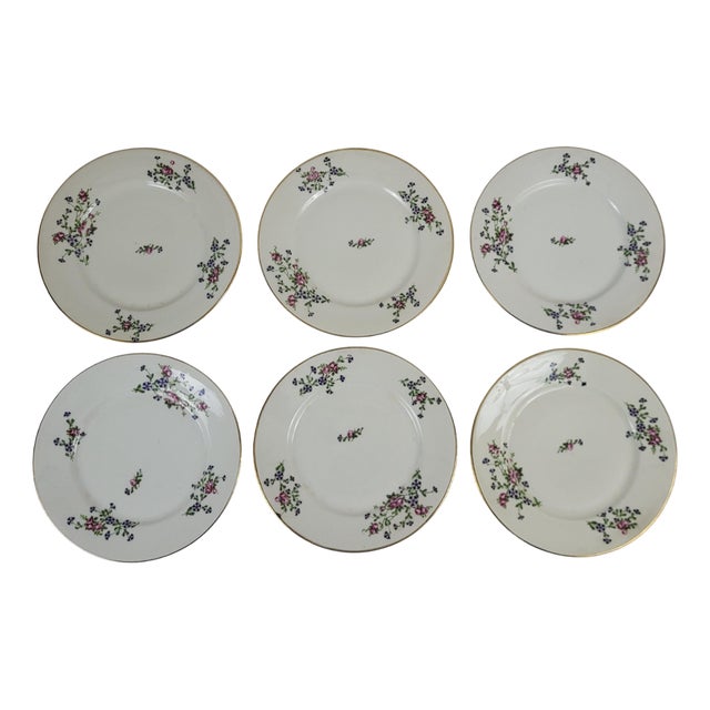 Barbeaux Porcelain Dinner Plates from Limoges, 1950s, Set of 6 For Sale