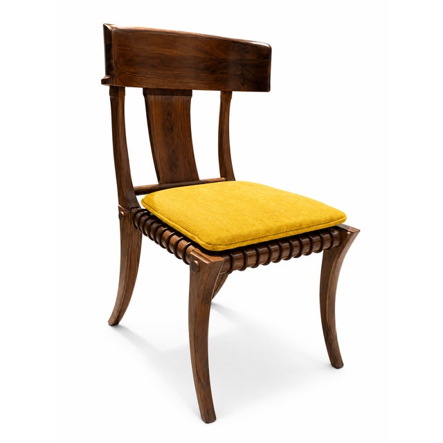 Mid-Century Modern 1980s Vintage Klismos Style Solid Walnut Dining Chairs - Set of 6 For Sale - Image 3 of 4