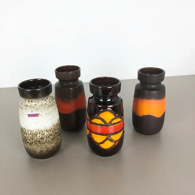 Vintage Fat Lava Pottery 242-22 Vases from Scheurich, Germany, Set of 4 For Sale - Image 13 of 17