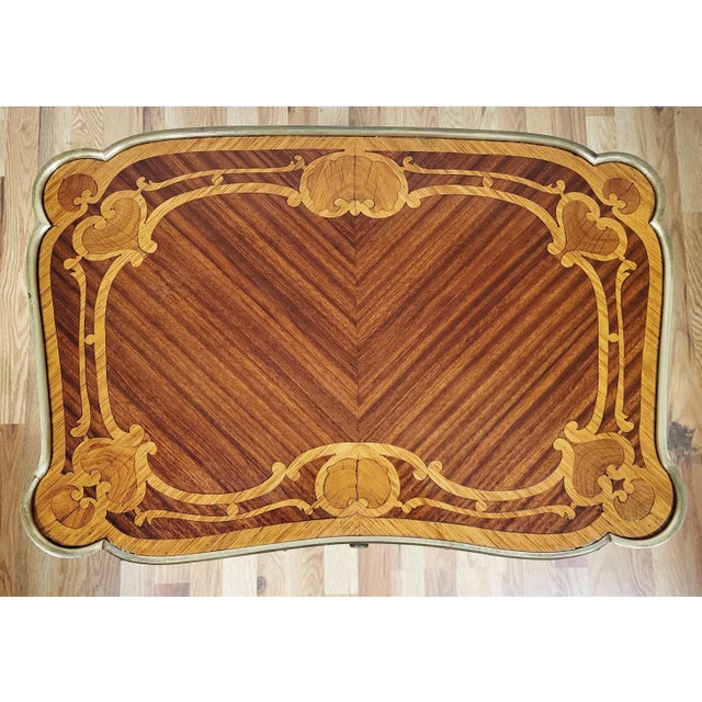 Antique French Louis XV Inlaid & Bronze Mounted Diminutive Writing Lady's Desk For Sale - Image 10 of 18