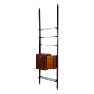 Italian Modern, Floor to Ceiling Bookcase, Stained Wood, Glass, Italy, 1940s For Sale