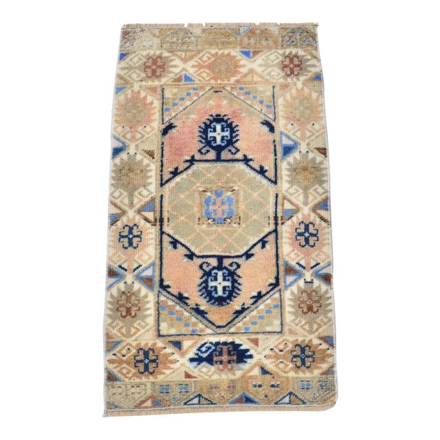 1960s Turkish Pastel Multicolored Oushak Door Mat For Sale