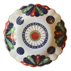 Antique 18th Century Worcester Porcelain Imari Plate in the Japan Fan Pattern Circa 1765 - 1775