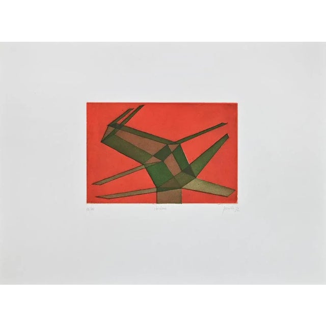 Composition is a color etching realized by the italian artist Achille Perilli in 1972. The print represents an abstract...