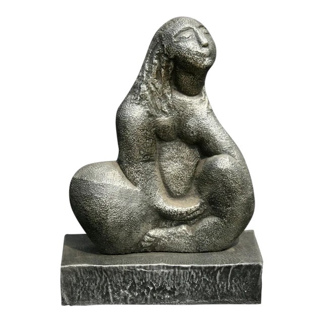 Seated Woman, Cast Metal Sculpture For Sale