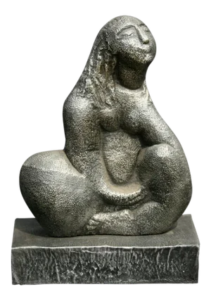 Seated Woman, Cast Metal Sculpture