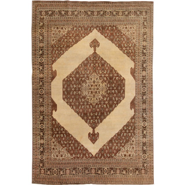 Early 20th Century Antique Persian Tabriz Rug 7 X 11 For Sale