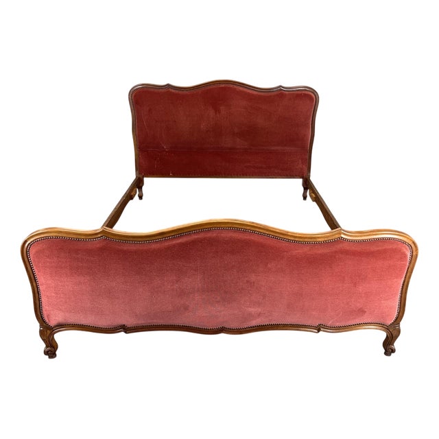 Vintage French Louis XVI Walnut King Size Bed Frame For Sale