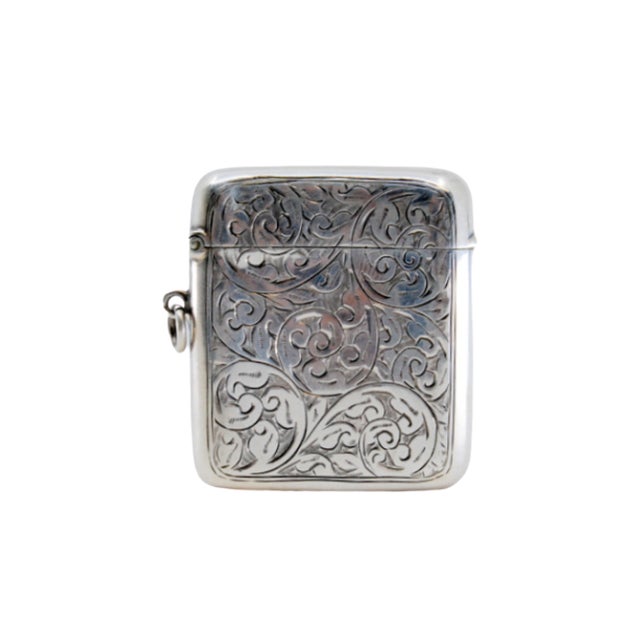 Silver Matchbox with Reliefs and Hinged Lid For Sale - Image 10 of 10