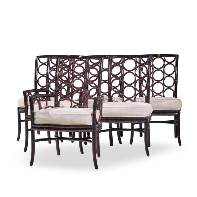 Contemporary Barbara Barry for Baker Script Rattan Dining Chairs - Set of 6 For Sale - Image 3 of 12