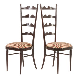 Set of Vintage High Ladder Back Chiavari Chairs by Paolo Buffa, 1970s For Sale