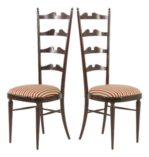 Set of Vintage High Ladder Back Chiavari Chairs by Paolo Buffa, 1970s