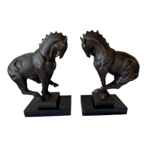 Pair of Global Views Cast Iron Horse Equestrian Bookends