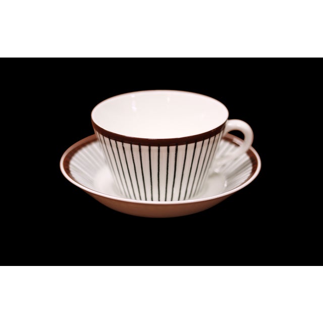 Mid-Century Modern Spisa Ribb Tea Cup with Saucer by Stig Lindberg for Gustavsberg, 1950s For Sale - Image 3 of 5