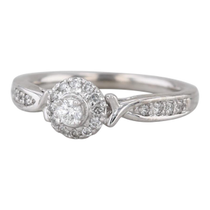 0.28ctw Round Diamond Halo Engagement Ring 950 Palladium Size 7.25