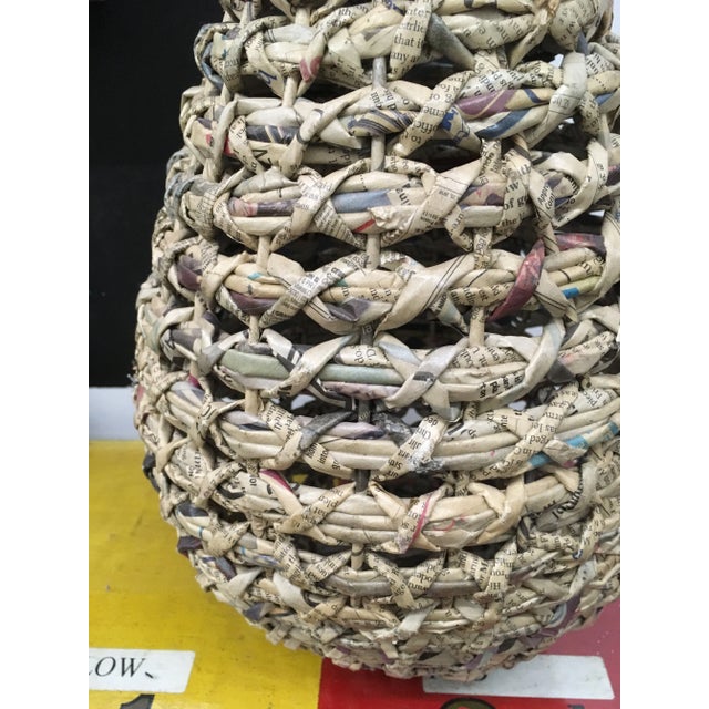 Contemporary Vase Vintage Woven Paper For Sale - Image 3 of 4