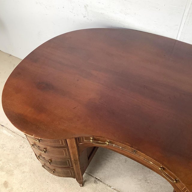 Antique English Edwardian Mahogany Kidney Desk For Sale - Image 4 of 18