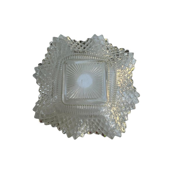 Vintage Indiana Glass Diamond Point Amber Carnival Glass Candy Dish For Sale - Image 9 of 12