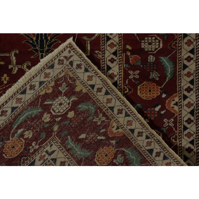 Textile Rug & Kilim’s Agra Style Rug in Red and Green With Trellis Floral Patterns For Sale - Image 7 of 7