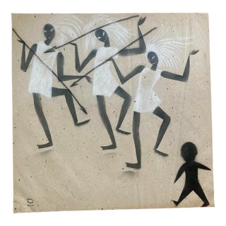 1950s Work on Paper by Waylande Gregory, "Dancing (Black) Warriors With Spears" Art Deco For Sale