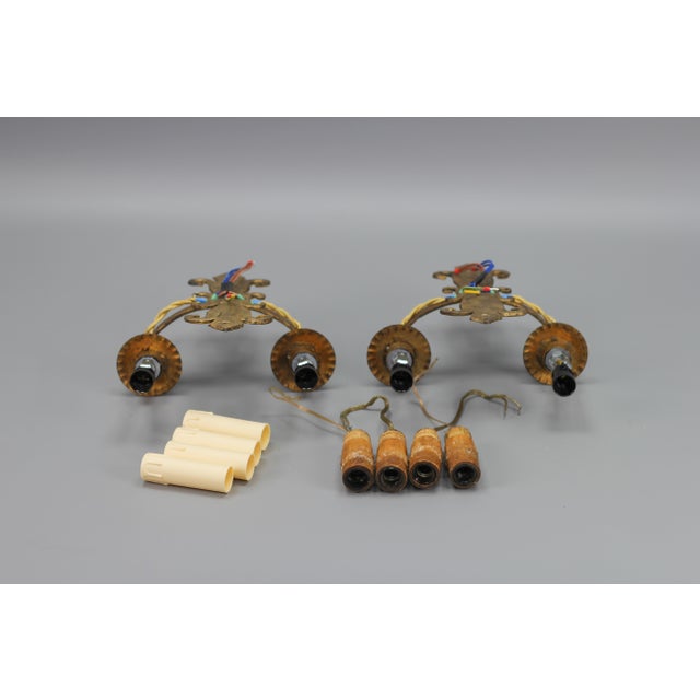 Late 19th Century French Gilt Wrought Iron Sconces, 1890s, Set of 2 For Sale - Image 15 of 18