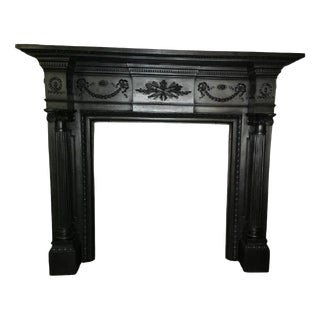 Large Victorian Neoclassical Cast Iron Fireplace Surround For Sale