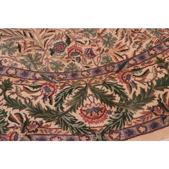 Textile Shabby Chic 1990's Floral Heritage Beige/Green Wool Round Rug- 8'1''x8'2'' For Sale - Image 7 of 9