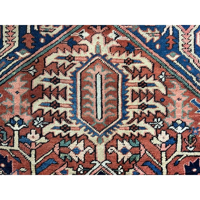 Fine Antique Persian Heriz Wool Rug 9’7” X 11’3” For Sale - Image 4 of 7