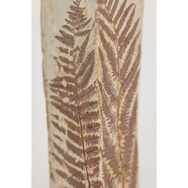 1970s Brutalist-Style Stoneware Vase with Plant Decoration, 1970s For Sale - Image 5 of 9