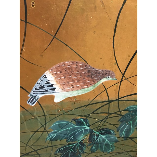 Vintage Painted Folding Screen With Florals & Birds For Sale In Austin - Image 6 of 9